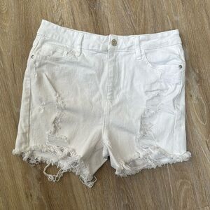 Guess White High Waist Cut Off Distressed Denim Jean Shorts.  Size 27